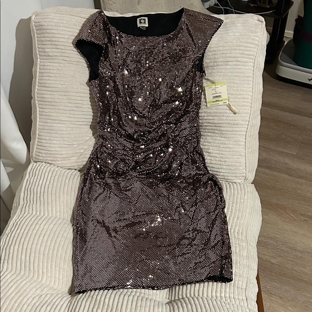 Anne Klein Black Sequin Mini Dress